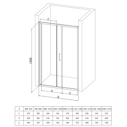 Drzwi prysznicowe do wnęki przesuwne 125x190cm czarne SW03 ASAMA SEVANTE