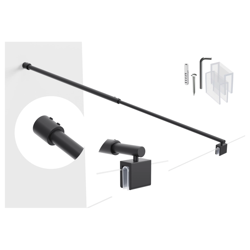 Wspornik do kabiny prostopadły regulowany 77,5-113cm BLACK WS020 SEVANTE