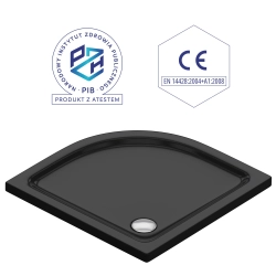 Brodzik prysznicowy półokrągły 90x90cm czarny z syfonem BR026 SLIM SEVANTE