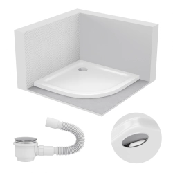 Brodzik prysznicowy półokrągły 90x90cm biały z syfonem BR023 SLIM SEVANTE