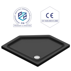 Brodzik prysznicowy pięciokątny 100x100cm czarny z syfonem BR020 SLIM SEVANTE