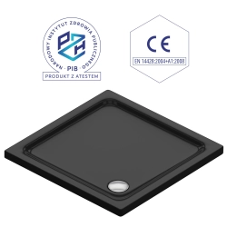 Brodzik prysznicowy kwadratowy 100x100cm czarny z syfonem BR014 SLIM SEVANTE