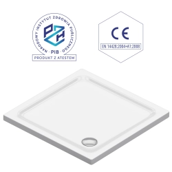 Brodzik prysznicowy kwadratowy 90x90cm biały z syfonem BR010 SLIM SEVANTE