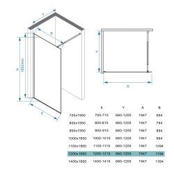Ścianka prysznicowa walk-in 120x195cm chrom SP022 ETNA SEVANTE