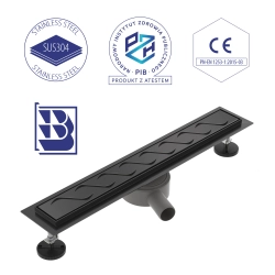 Odpływ liniowy obrotowy 50 cm czarny OL017 FLAT SEVANTE