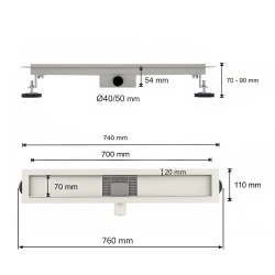 Odpływ liniowy 70 cm czarny OL003 FLAT SEVANTE