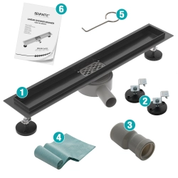 Korpus odpływu liniowego obrotowy 80 cm czarny OL020 FLAT SEVANTE