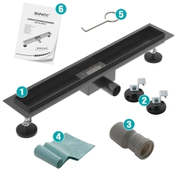 Korpus odpływu liniowego 90 cm czarny OL005 FLAT SEVANTE