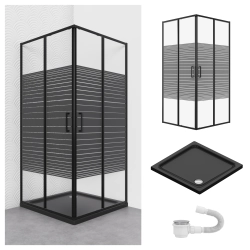 Zestaw kabiny Scabra kwadratowa 70x70 czarna z...