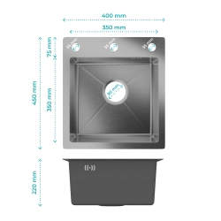 Zlewozmywak kuchenny jednokomorowy 45x40 cm satynowy ZK26 SEVANTE