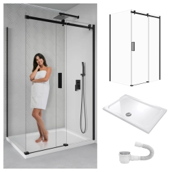 Zestaw kabiny Lotus prostokątna 120x80 czarna z...