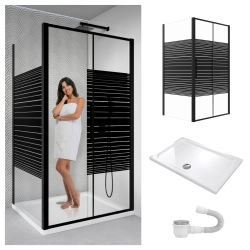 Zestaw kabiny Pyrus prostokątna 120x80 czarna z...