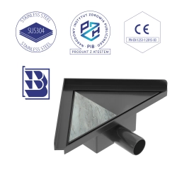 Odpływ narożny trójkątny 20 cm czarny OL082 FLAT SEVANTE