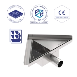 Odpływ narożny trójkątny 20 cm inox OL083 FLAT SEVANTE