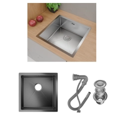 Zlewozmywak kuchenny jednokomorowy 50x50 cm czarny ZK043 SEVANTE