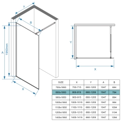 Ścianka prysznicowa walk-in 80x195cm czarna SP29 MAYON SEVANTE