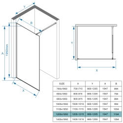 Ścianka prysznicowa walk-in 120x195cm czarna SP23 MAYON SEVANTE