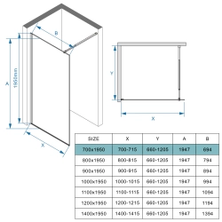 Ścianka prysznicowa walk-in 70x195cm czarna SP01 MASTI SEVANTE