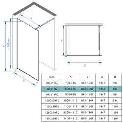 Ścianka prysznicowa walk-in 80x195cm czarna SP02 MASTI SEVANTE