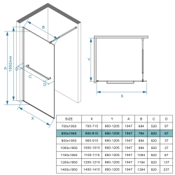 Ścianka prysznicowa walk-in 80x195cm czarna SP06 BROMO SEVANTE