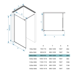 Ścianka prysznicowa walk-in 90x195cm chrom SP32 ETNA SEVANTE