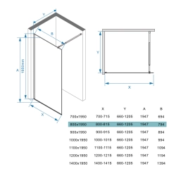 Ścianka prysznicowa walk-in 80x195cm chrom SP33 ETNA SEVANTE