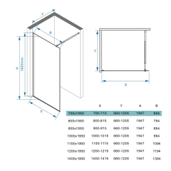 Ścianka prysznicowa walk-in 70x195cm chrom SP34 ETNA SEVANTE