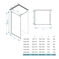 Ścianka prysznicowa walk-in 140x195cm chrom SP038 ETNA SEVANTE