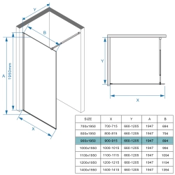Ścianka prysznicowa walk-in 90x195cm złota SP12 COLIMA SEVANTE