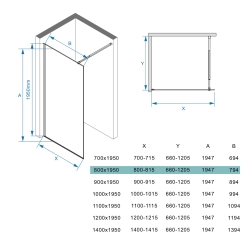 Ścianka prysznicowa walk-in 80x195cm czarna z kratką SP19 KATLA SEVANTE