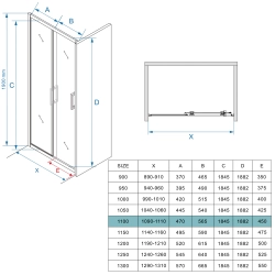 Drzwi prysznicowe do wnęki przesuwne 110x190cm czarne SW087 MERAPI SEVANTE
