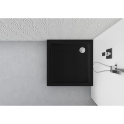 Brodzik prysznicowy kwadratowy 100x100cm czarny z syfonem BR145 COMFORT SEVANTE