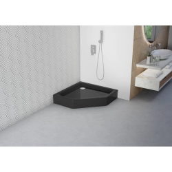 Brodzik prysznicowy pięciokątny 90x90cm czarny z syfonem BR150 COMFORT SEVANTE