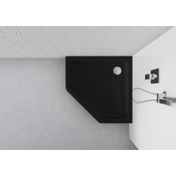 Brodzik prysznicowy pięciokątny 90x90cm czarny z syfonem BR150 COMFORT SEVANTE