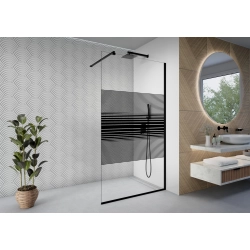 Ścianka prysznicowa walk-in 110x195cm czarna z pasami SP060 MAYON SEVANTE