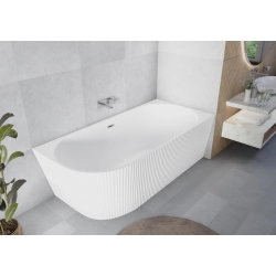 Wanna wolnostojąca ryflowana prawostronna z syfonem 170x80x58 cm BELLAGIO WW031 SEVANTE