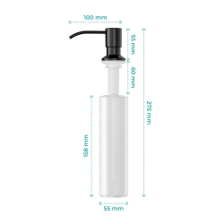 Dozownik płynu do mycia naczyń 300ml czarny AZK004 SEVANTE
