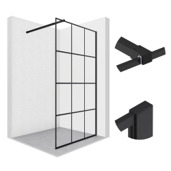 Ścianka prysznicowa walk-in 140x195cm czarna z...