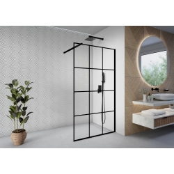 Ścianka prysznicowa walk-in 140x195cm czarna z kratką SP36 KATLA SEVANTE