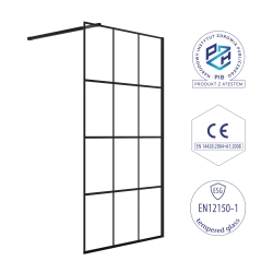 Ścianka prysznicowa walk-in 70x195cm czarna z kratką SP18 KATLA SEVANTE