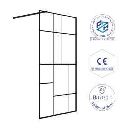 Ścianka prysznicowa walk-in 90x195cm czarna z kratką SP016 LASCAR SEVANTE