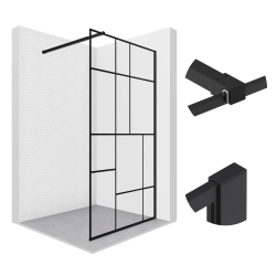 Ścianka prysznicowa walk-in 80x195cm czarna z...