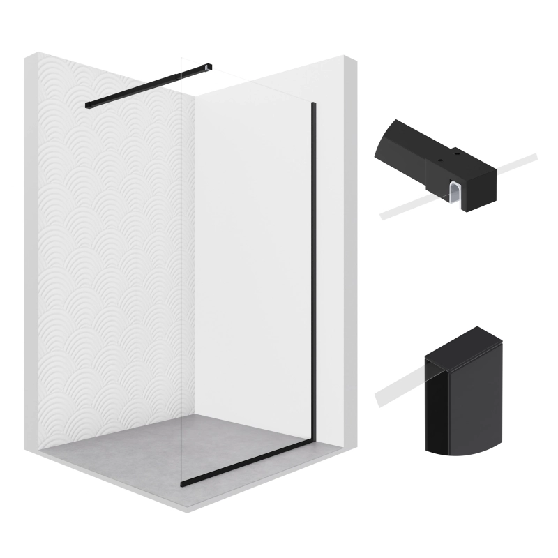 Ścianka prysznicowa walk-in 120x195cm czarna SP23 MAYON SEVANTE