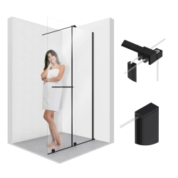 Ścianka prysznicowa walk-in 120x195cm czarna...