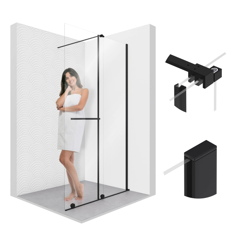 Ścianka prysznicowa walk-in 100x195cm czarna SP041 ERIS SEVANTE