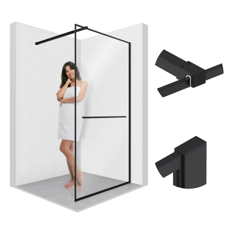 Ścianka prysznicowa walk-in 80x195cm czarna SP006 BROMO SEVANTE