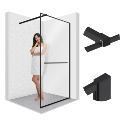 Ścianka prysznicowa walk-in 100x195cm czarna...