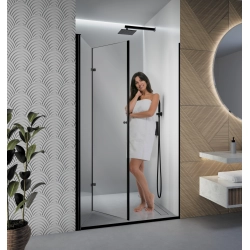 Drzwi prysznicowe do wnęki składane czarne 130x190cm SW026 ALDEN SEVANTE