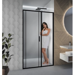Drzwi prysznicowe do wnęki przesuwne 100x190cm czarne SW014 ASAMA SEVANTE