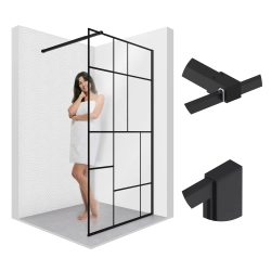 Ścianka prysznicowa walk-in 100x195cm czarna z kratką SP017 LASCAR SEVANTE